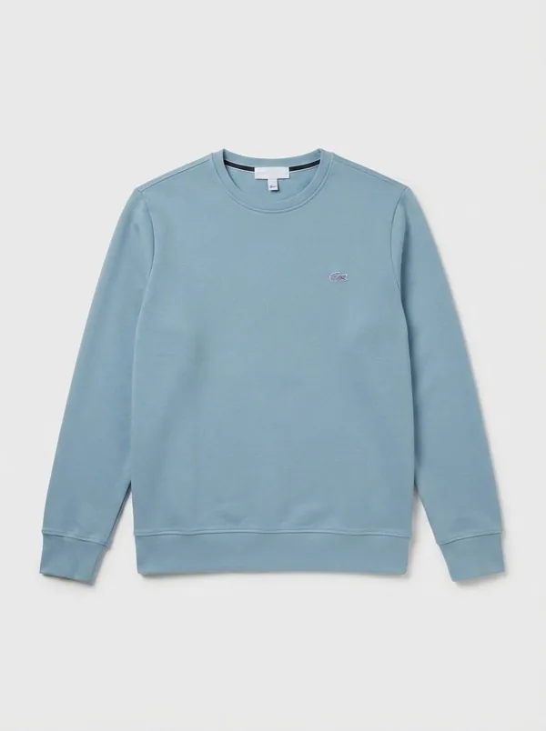 The same light blue sweatshirt, laid flat on a plain light background, redrawn by Vintapp’s Enhance style.
